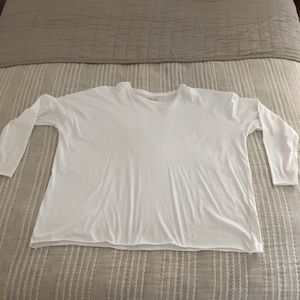 eileen fisher white cotton t-shirt large nwot